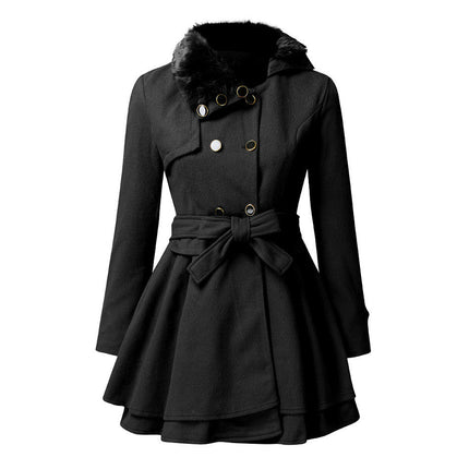 Women's Outerwear Double Breasted Dress Coats Winter Trench Jackets with Belt