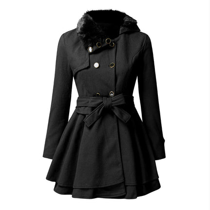 Women's Outerwear Double Breasted Dress Coats Winter Trench Jackets with Belt