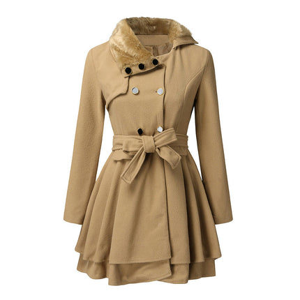 Women's Outerwear Double Breasted Dress Coats Winter Trench Jackets with Belt