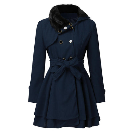 Women's Outerwear Double Breasted Dress Coats Winter Trench Jackets with Belt