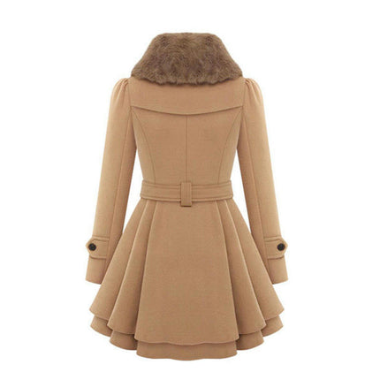 Women's Outerwear Double Breasted Dress Coats Winter Trench Jackets with Belt