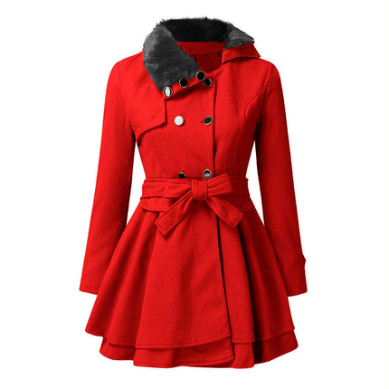 Women's Outerwear Double Breasted Dress Coats Winter Trench Jackets with Belt