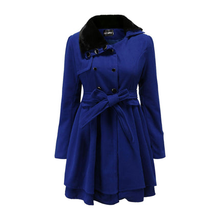 Women's Outerwear Double Breasted Dress Coats Winter Trench Jackets with Belt