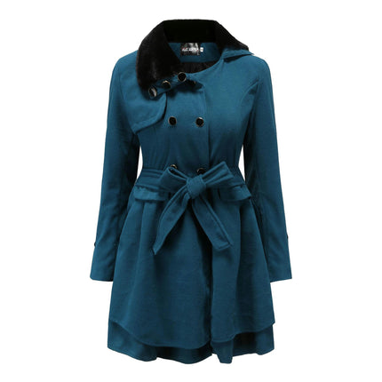 Women's Outerwear Double Breasted Dress Coats Winter Trench Jackets with Belt