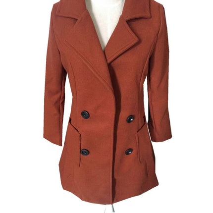 Women's Double Breasted Coat Mid Long Lapel Overcoat Jack