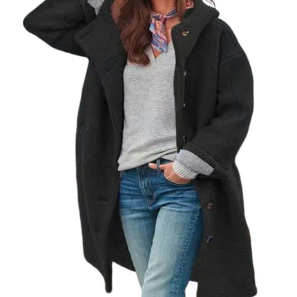 Women's Winter Overcoat Single Breasted Trench Jackets with Hood