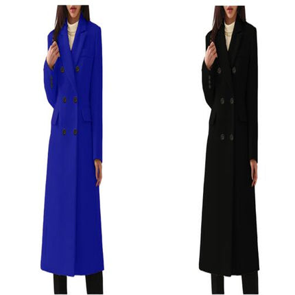 Women's Basic Essential Double Breasted Mid-Long Coat