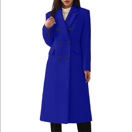 Women's Basic Essential Double Breasted Mid-Long Coat