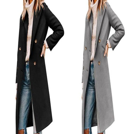 Women's Double Breasted Coat Mid Long Overcoat Jacket