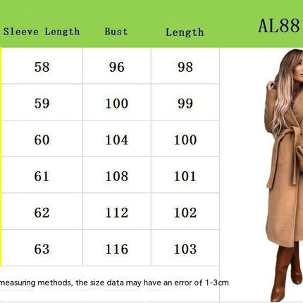 Women's Coat Long Jacket,Winter Long Sleeve Lapel Overcoat With Belt