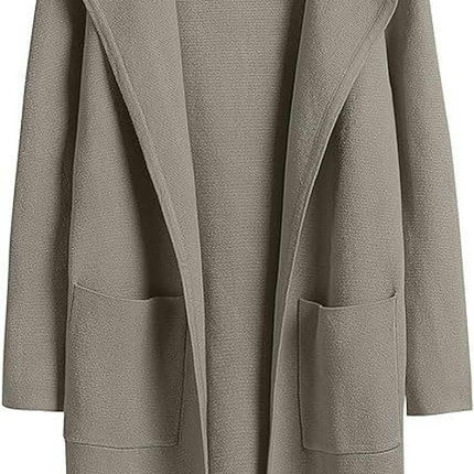 Women's Cardigan Coat Casual Lapel Open Front Long Jackets Trench Clothes