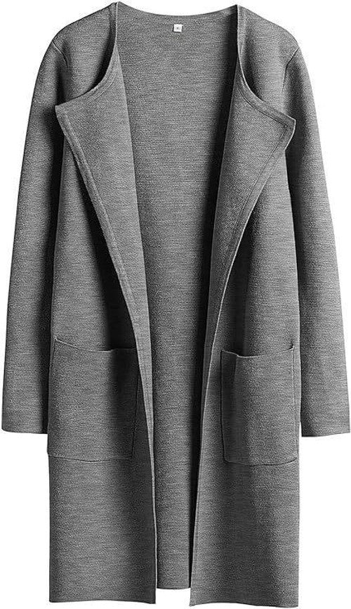 Women's Cardigan Coat Casual Lapel Open Front Long Jackets Trench Clothes