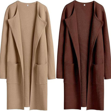 Women's Cardigan Coat Casual Lapel Open Front Long Jackets Trench Clothes