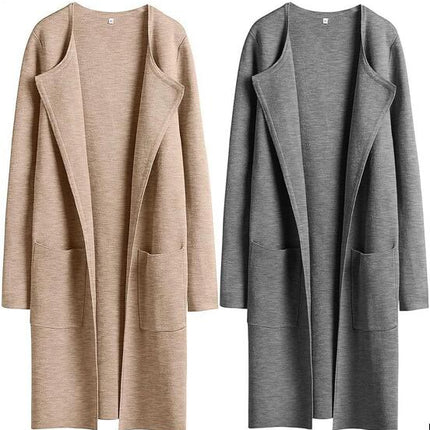 Women's Cardigan Coat Casual Lapel Open Front Long Jackets Trench Clothes