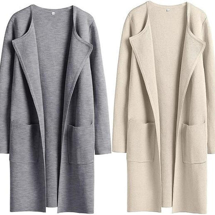 Women's Cardigan Coat Casual Lapel Open Front Long Jackets Trench Clothes