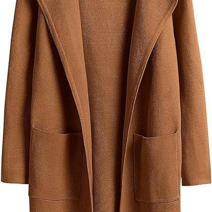 Women's Cardigan Coat Casual Lapel Open Front Long Jackets Trench Clothes