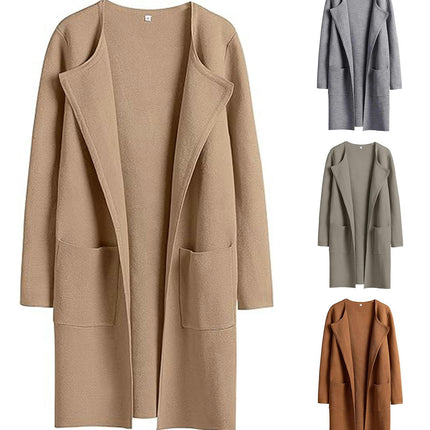 Women's Cardigan Coat Casual Lapel Open Front Long Jackets Trench Clothes