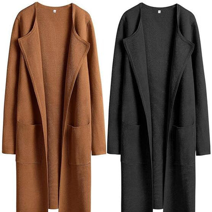 Women's Cardigan Coat Casual Lapel Open Front Long Jackets Trench Clothes