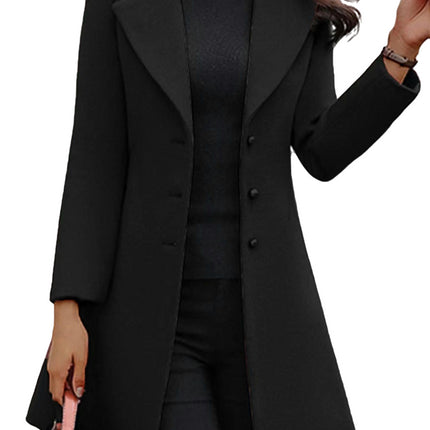 Women's Overcoat lapel Collar Single Breasted Outerwear Winter Long Coat