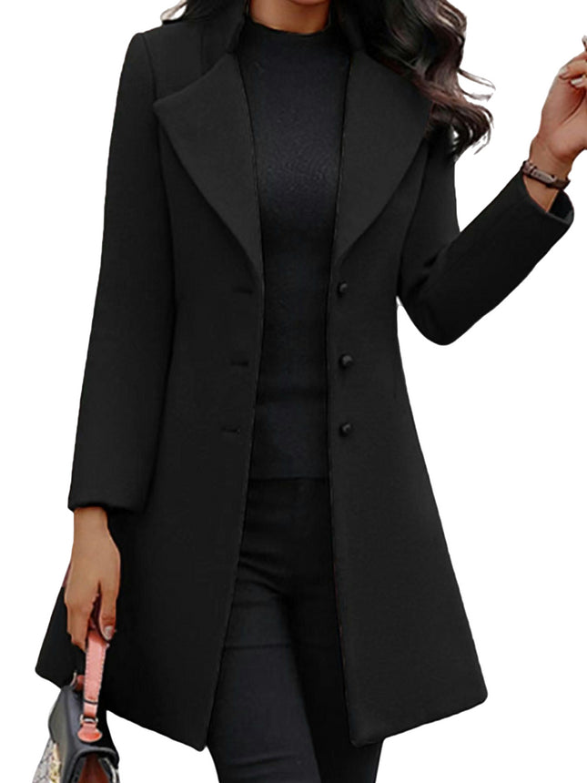 Women's Overcoat lapel Collar Single Breasted Outerwear Winter Long Coat