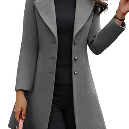 Women's Overcoat lapel Collar Single Breasted Outerwear Winter Long Coat