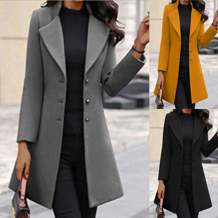 Women's Overcoat lapel Collar Single Breasted Outerwear Winter Long Coat