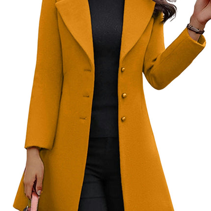 Women's Overcoat lapel Collar Single Breasted Outerwear Winter Long Coat