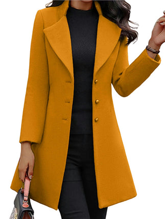 Women's Overcoat lapel Collar Single Breasted Outerwear Winter Long Coat