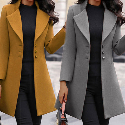 Women's Overcoat lapel Collar Single Breasted Outerwear Winter Long Coat