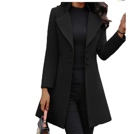 Women's Overcoat lapel Collar Single Breasted Outerwear Winter Long Coat