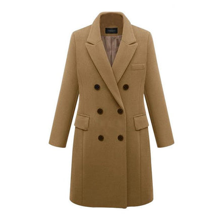 Women's Overcoat lapel Collar double-breasted Outerwear Winter Long Coat