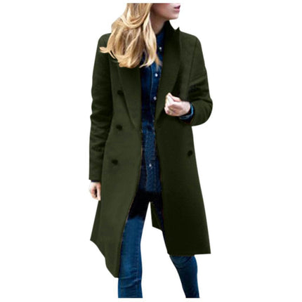 Women's Overcoat lapel Collar double-breasted Outerwear Winter Long Coat