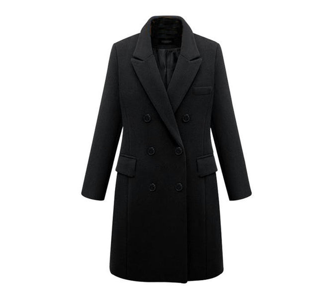 Women's Overcoat lapel Collar double-breasted Outerwear Winter Long Coat