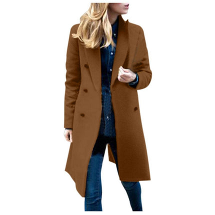 Women's Overcoat lapel Collar double-breasted Outerwear Winter Long Coat