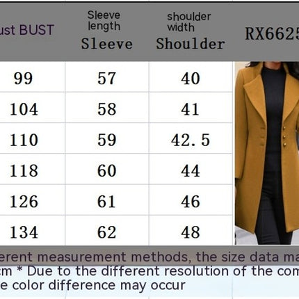 Women's Overcoat lapel Collar Single Breasted Outerwear Winter Long Coat