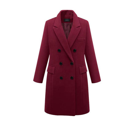 Women's Overcoat lapel Collar double-breasted Outerwear Winter Long Coat