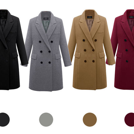 Women's Overcoat lapel Collar double-breasted Outerwear Winter Long Coat