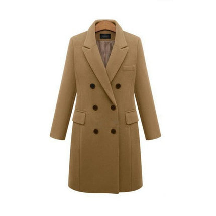 Women's Outerwear for Winter Mid-Long Coats Double-breasted Lapel Jacket