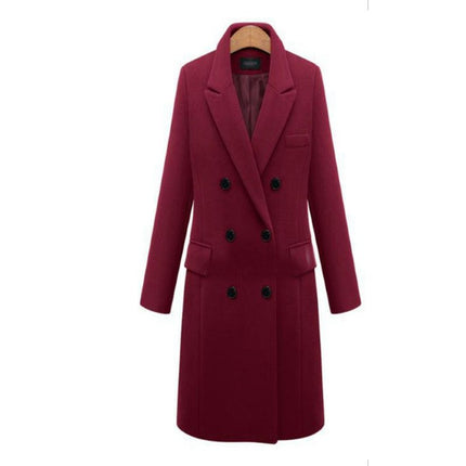 Women's Outerwear for Winter Mid-Long Coats Double-breasted Lapel Jacket