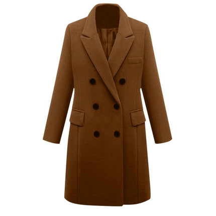 Women's Outerwear for Winter Mid-Long Coats Double-breasted Lapel Jacket