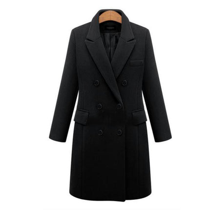 Women's Outerwear for Winter Mid-Long Coats Double-breasted Lapel Jacket