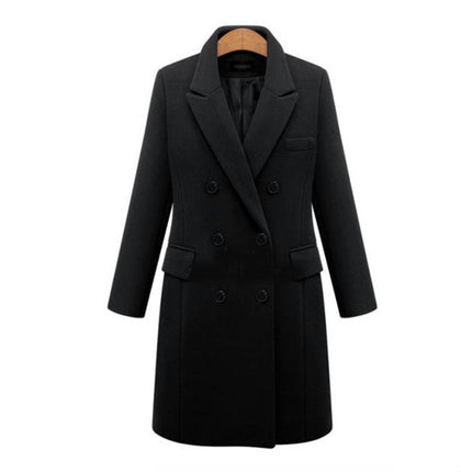 Women's Outerwear for Winter Mid-Long Coats Double-breasted Lapel Jacket