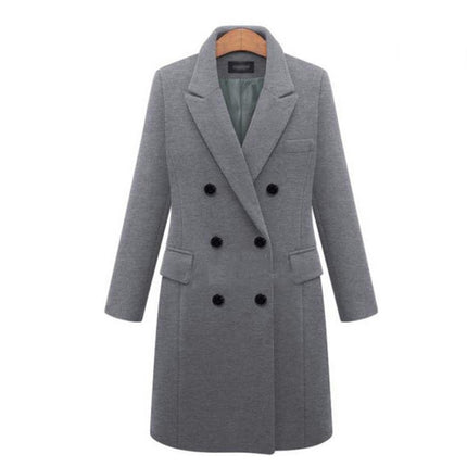 Women's Outerwear for Winter Mid-Long Coats Double-breasted Lapel Jacket