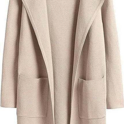 Women's Cardigan Sweater Casual Lapel Open Front Long Jackets Trench Clothes