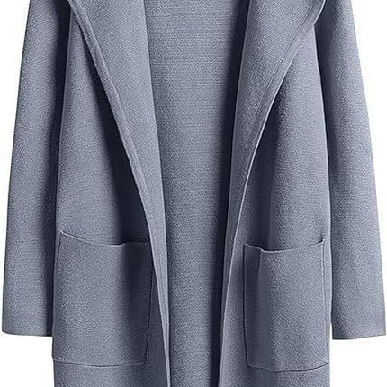 Women's Cardigan Sweater Casual Lapel Open Front Long Jackets Trench Clothes