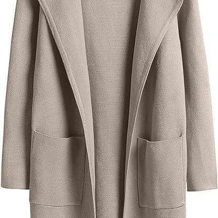 Women's Cardigan Sweater Casual Lapel Open Front Long Jackets Trench Clothes