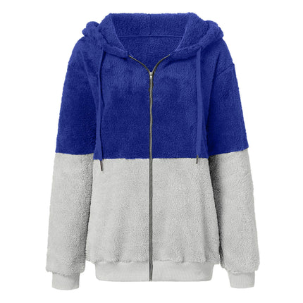 Women's Fuzzy Fleece Jacket Sherpa Zip Up Outerwear Coat Oversized Hoodie with Pockets