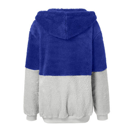 Women's Fuzzy Fleece Jacket Sherpa Zip Up Outerwear Coat Oversized Hoodie with Pockets