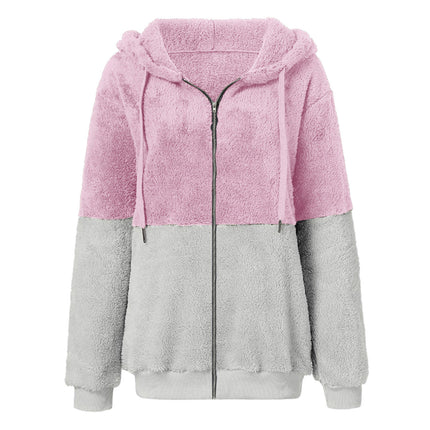 Women's Fuzzy Fleece Jacket Sherpa Zip Up Outerwear Coat Oversized Hoodie with Pockets