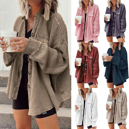 Women's Jacket Long Sleeve Lapel Jacket Tops Button Fall Cardigan Outwear